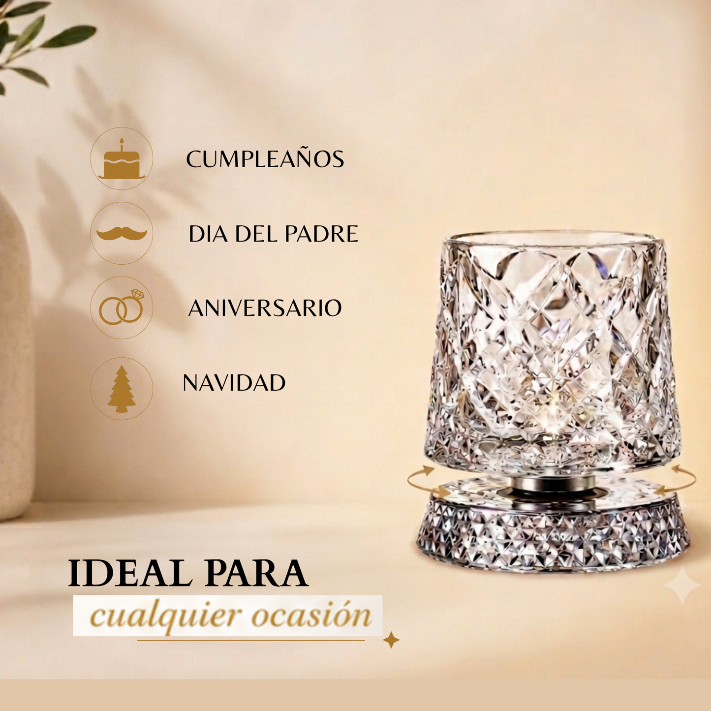 Vaso Giratorio para Whisky de Cristal Premium