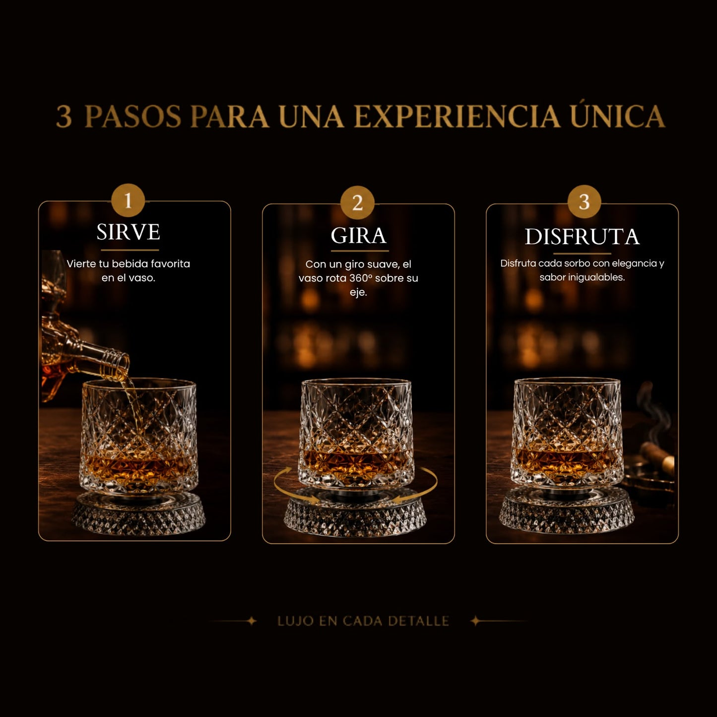 Vaso Giratorio para Whisky de Cristal Premium